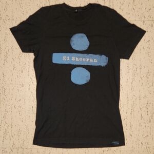Ed Sheeran 2017 Spellout Logo Divide Tour T-Shirt Black, Blue And White
